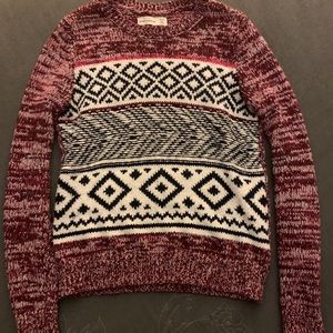 red crewneck kids sweater & black and white design